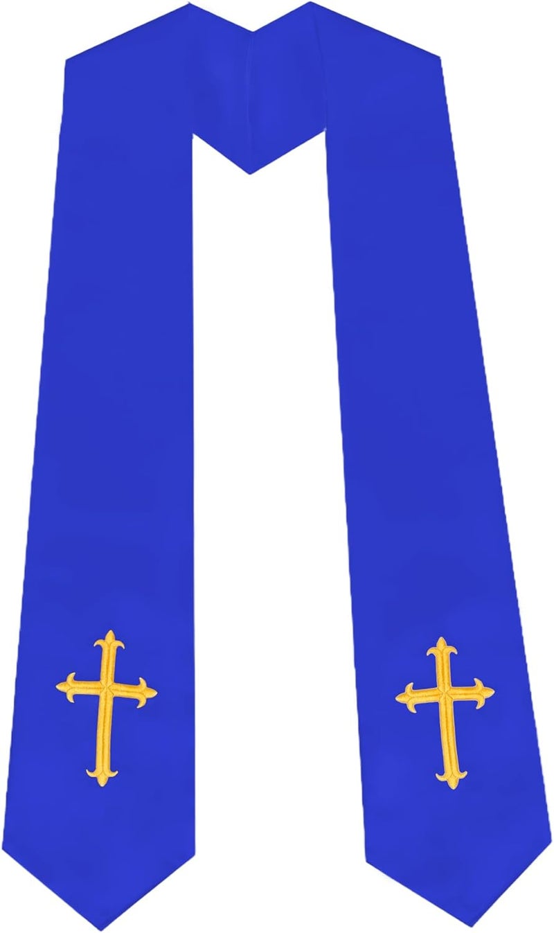 UIALECG Unisex Clergy Stole with Embroidery Cross 72", Traditional Choir Stole - Image 1